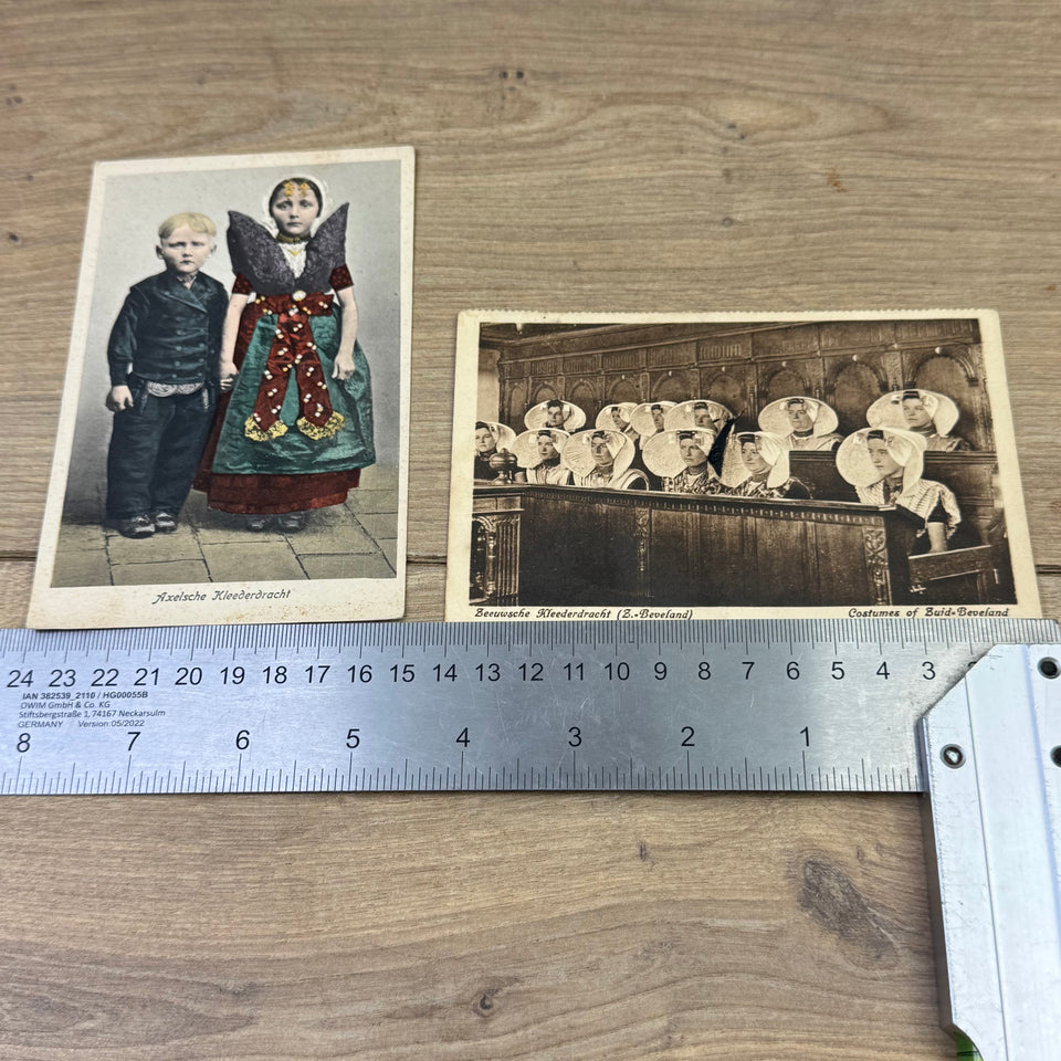 Collection of Antique Black and white Dutch Folklore Costume photocards - High Quality Photo paper a.o. – Holland Traditional Culture Costume Embroideries