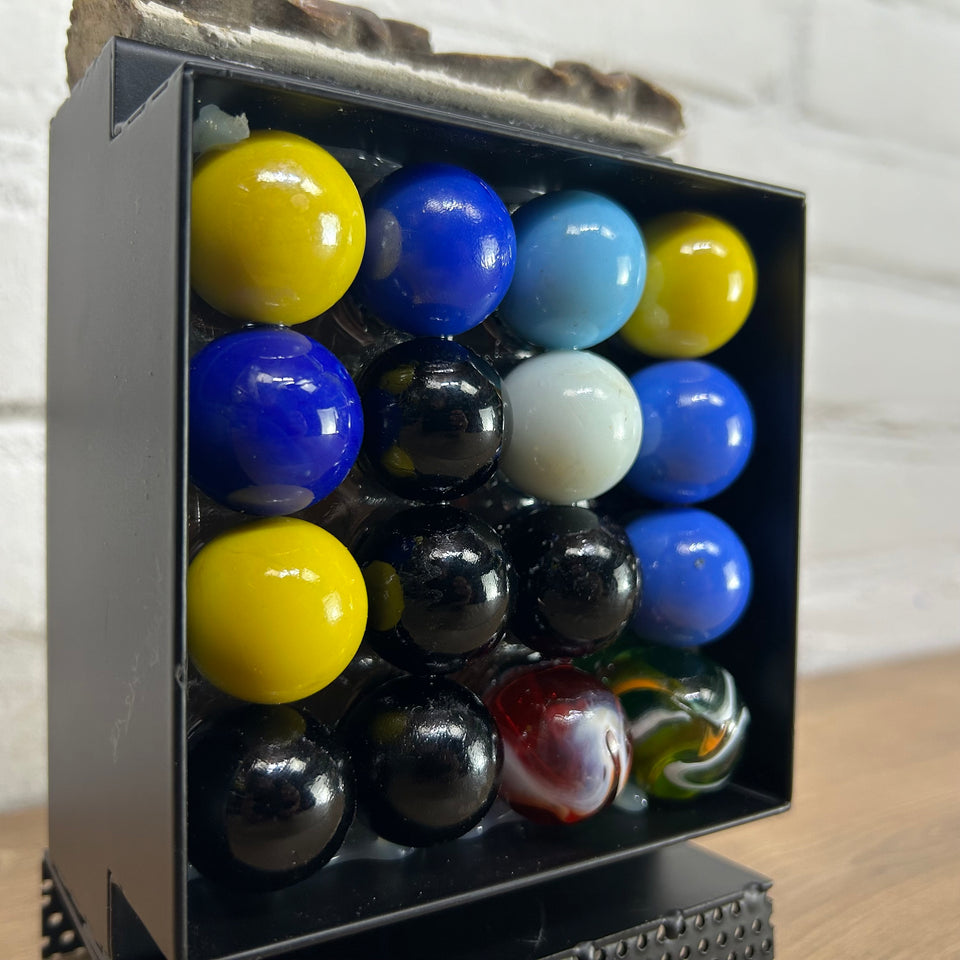 Starry Night Abstract Square Upcycled Marbles artwork