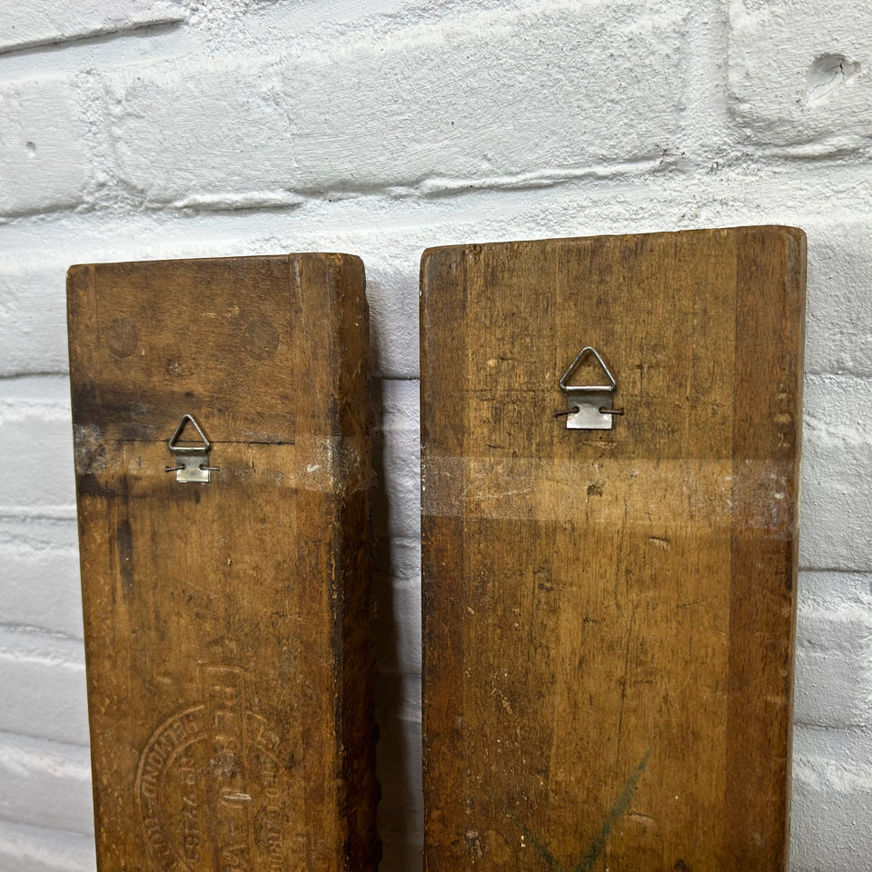 Antique wooden Dutch cigar mold by Perlu- two wall hangings