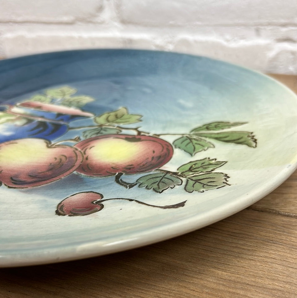 Large ceramic plate with fruit still life - wall hanging