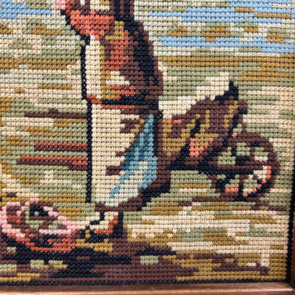 Vintage Farmers Embroidery - Tapestry - Patchwork - Cotton work - Framed
