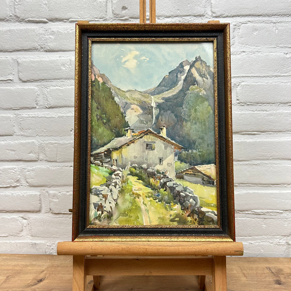 Original Alpine Mountain Chalet Watercolor by Nicolas Markovitch (Marc)