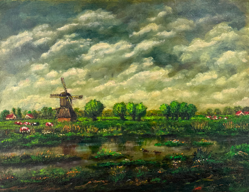 Dutch Windmill landscape scene by Dutch painter Jan Bakker