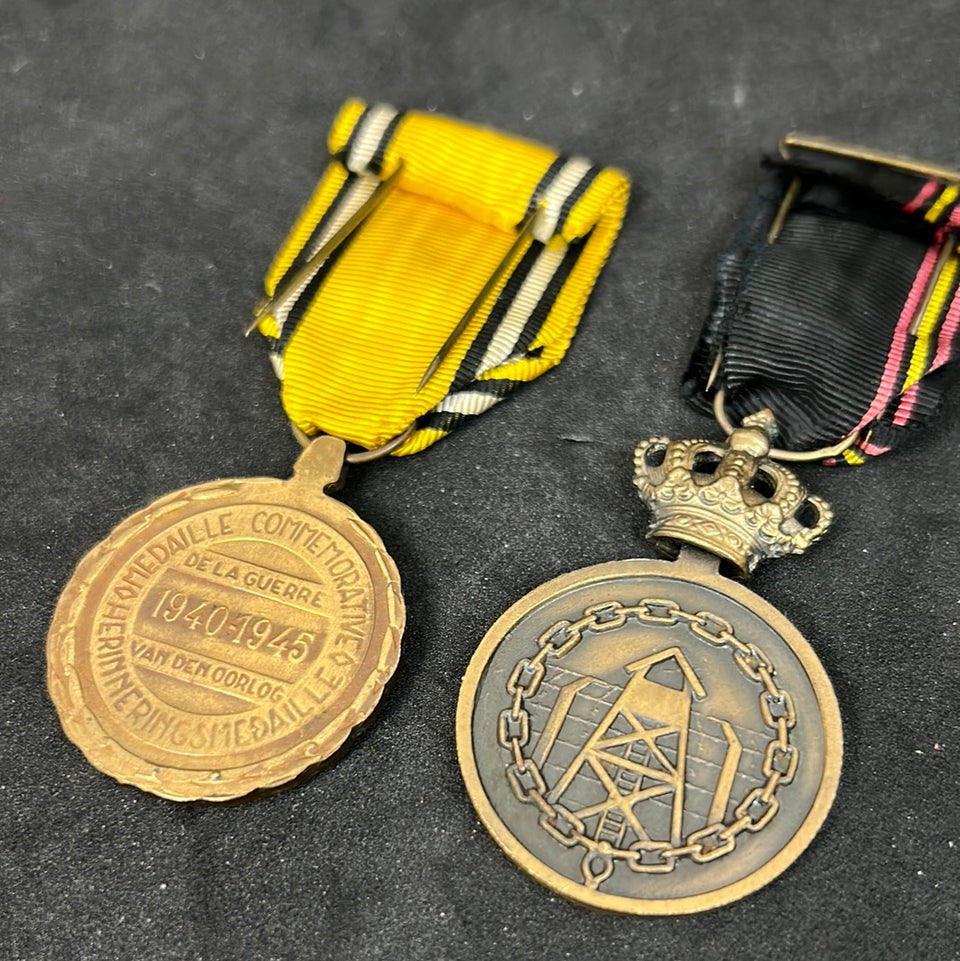 2 Belgian Medals WW2 Bravery Prisoner camp