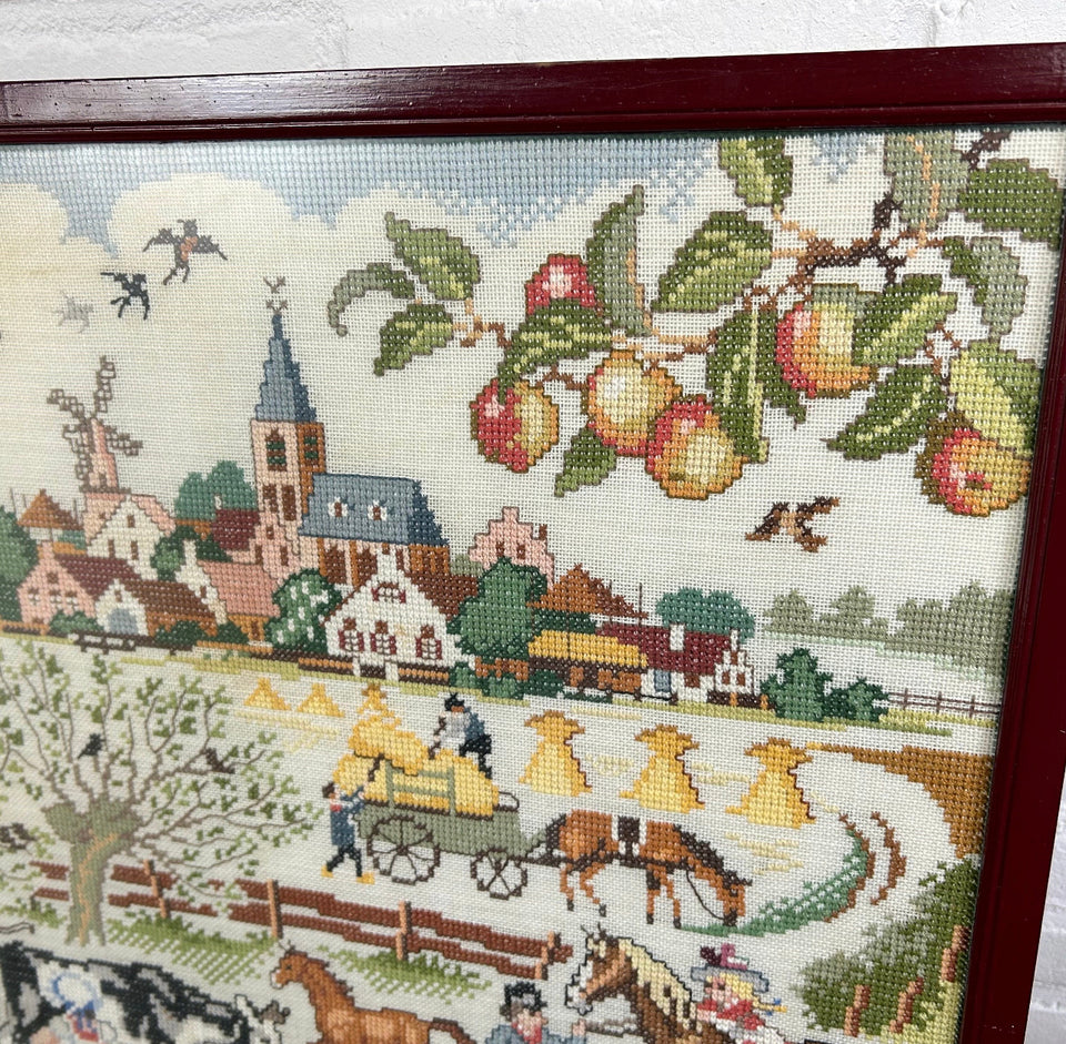 Very Large Embroidery of Holland - Cottonwork - Framed