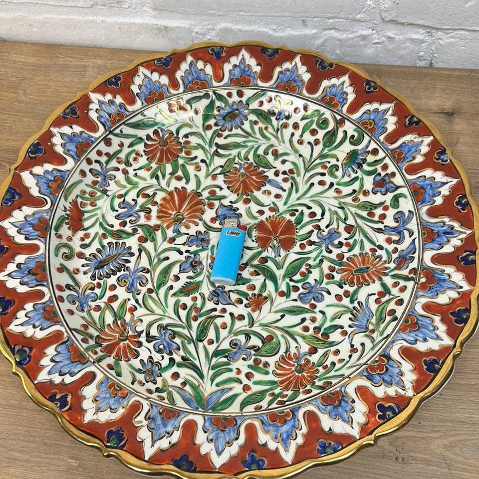 Large floral hand painted ceramic plate (Greece)