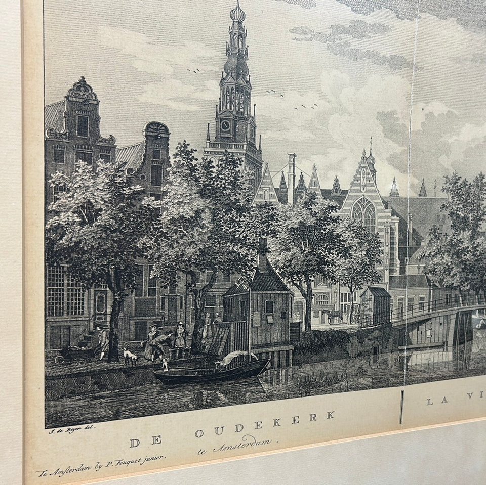 Antique print Amsterdam "De oudekerk" “La Vielle Eglise”