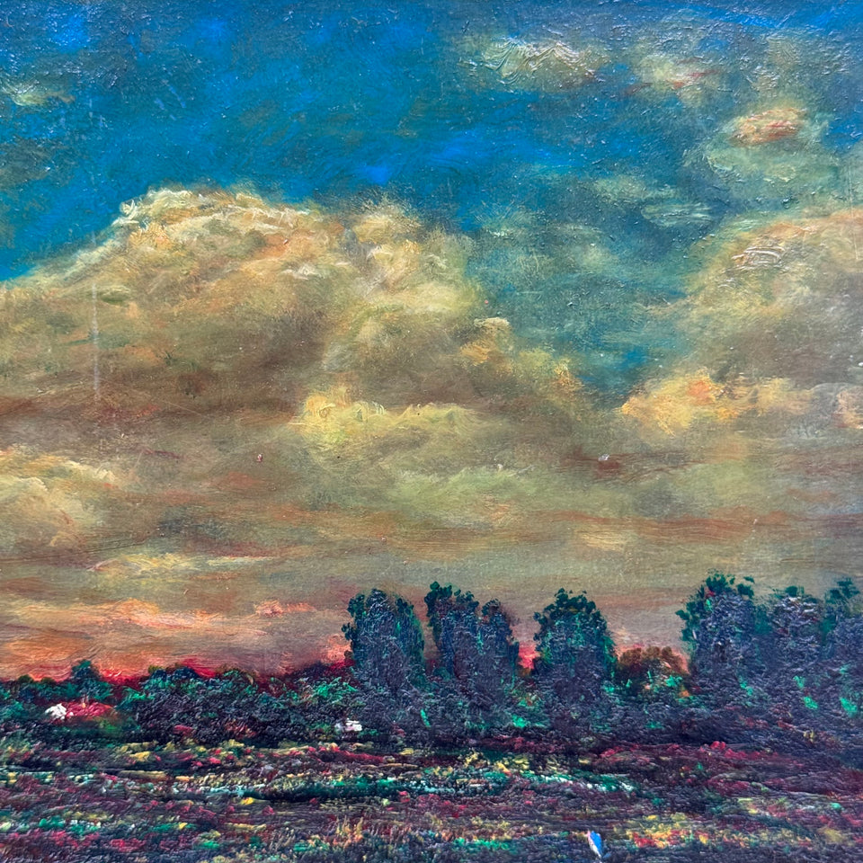 Dutch landscape with sheeps  - Oil painting by Jan Bakker