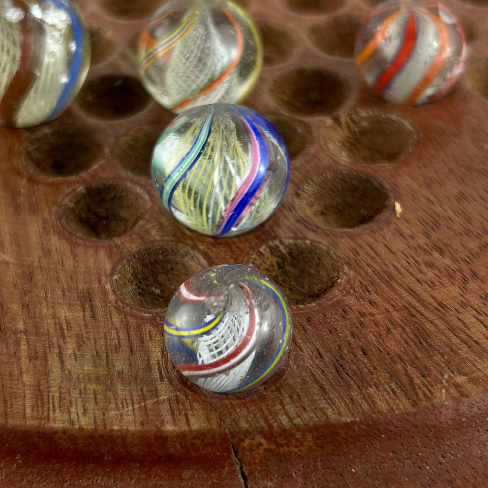 Collection of 5 Antique Latticino Core Swirls marbles - Handmade German glass marble