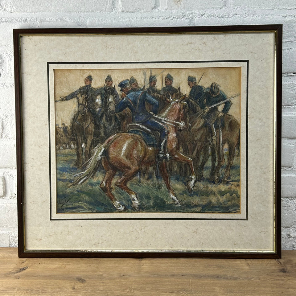 Original cavalry painting of a Napoleon Waterloo Style Cavalry - G. Westermann