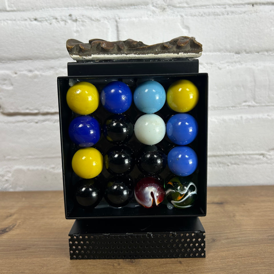 Starry Night Abstract Square Upcycled Marbles artwork