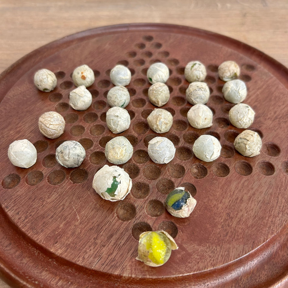 Antique Marbles in original paper packaging - set of 3