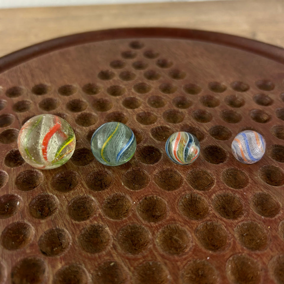 Collection of 4 Antique Latticino Core Swirls marbles - Handmade German glass marbles