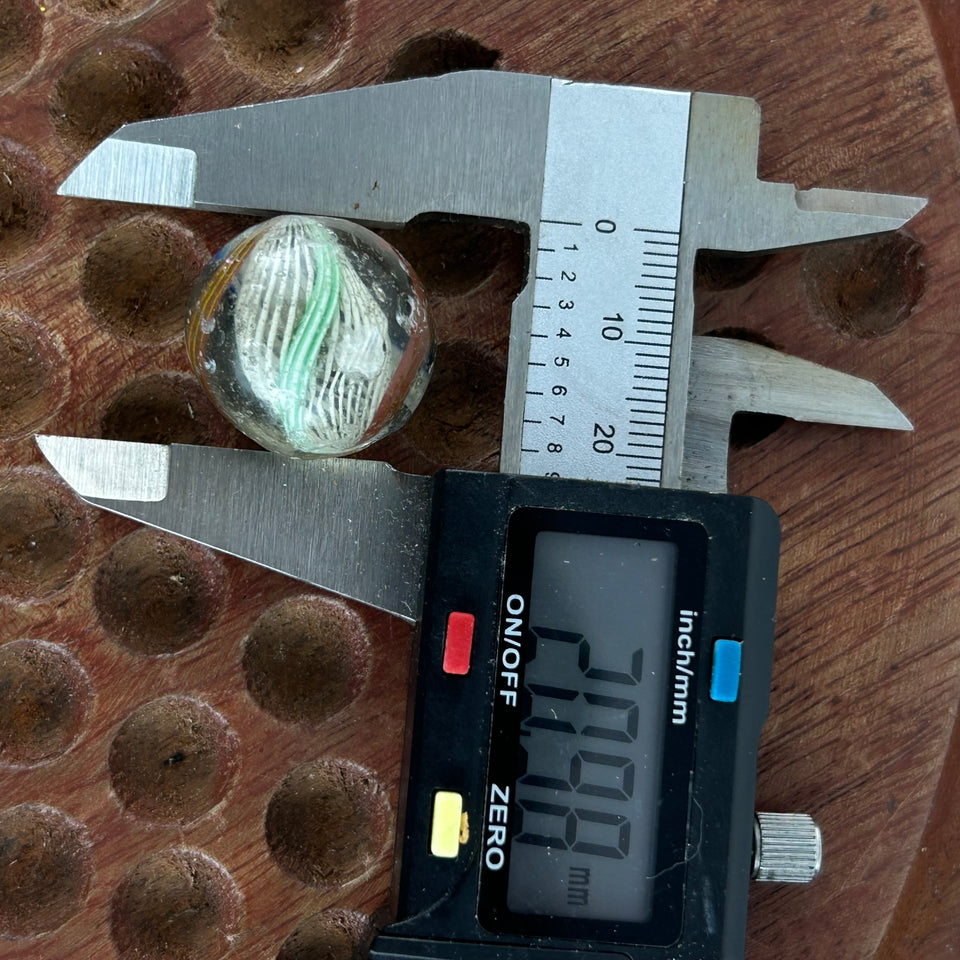 Collection of 5 Antique Latticino Core Swirls marbles - Handmade German glass marble