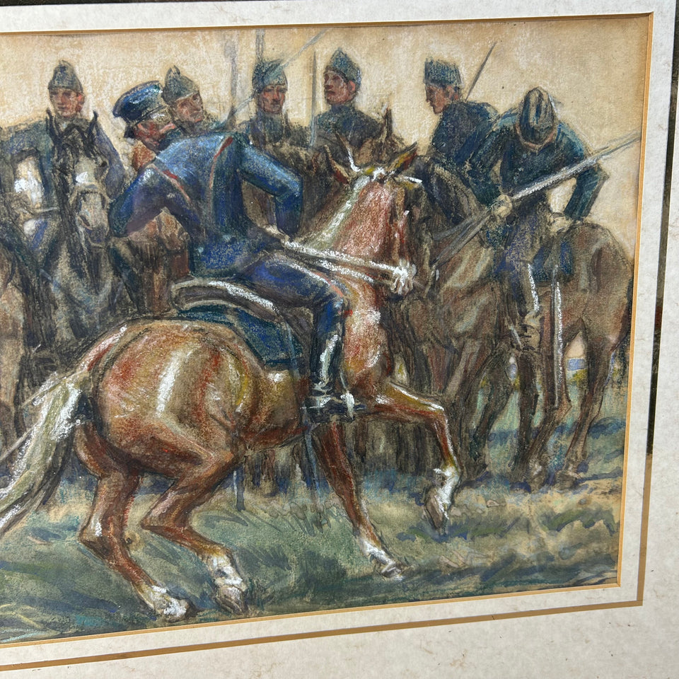 Original cavalry painting of a Napoleon Waterloo Style Cavalry - G. Westermann