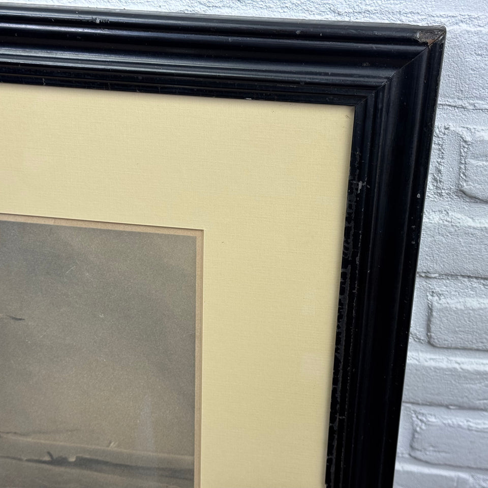 Antique Edwin Henry Landseer "He is Saved" Framed Currier and Ives Dog Lithograph print