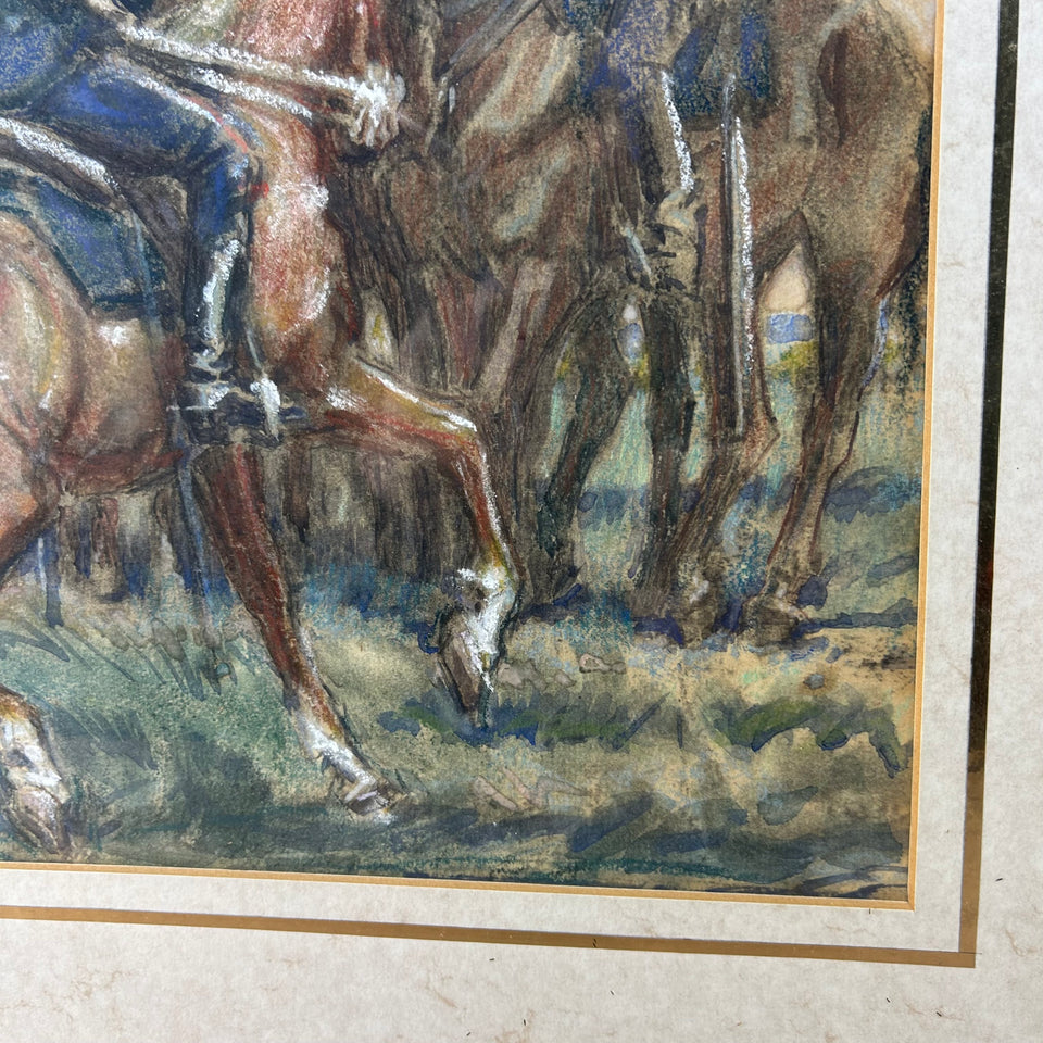 Original cavalry painting of a Napoleon Waterloo Style Cavalry - G. Westermann