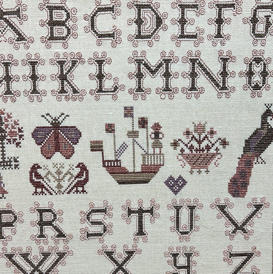 Vintage Alphabet Sampler - Embroidery - Cottonwork - Framed