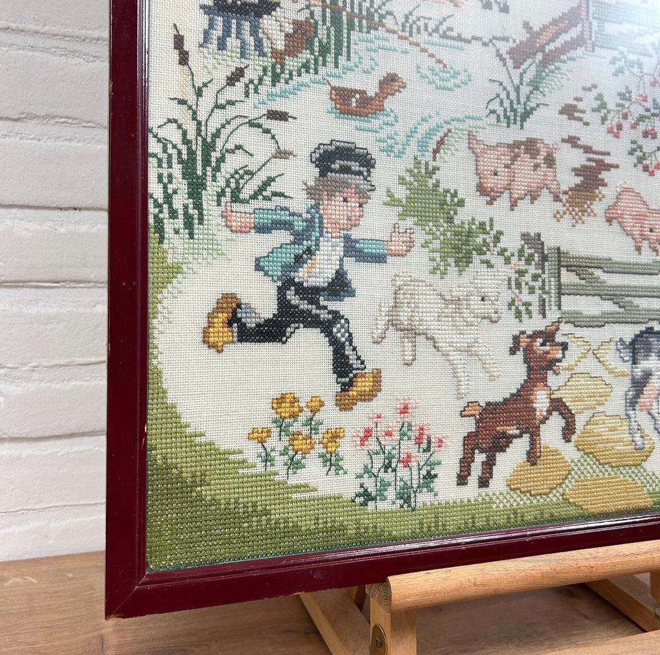 Very Large Embroidery of Holland - Cottonwork - Framed