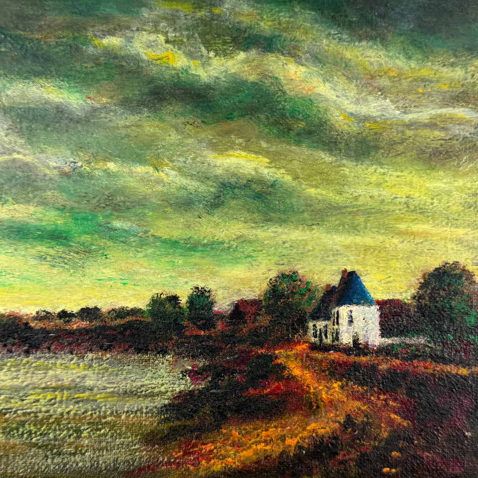 House near the lake - Oil painting by Jan Bakker