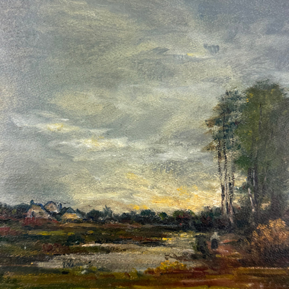 Dutch farm near river - oil painting by Jan Bakker (1879-1944)