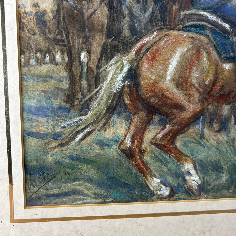 Original cavalry painting of a Napoleon Waterloo Style Cavalry - G. Westermann