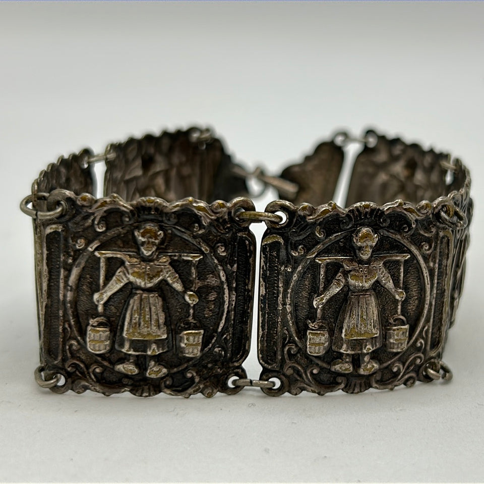 Antique Dutch Bracelet with Dutch woman in historical clothing