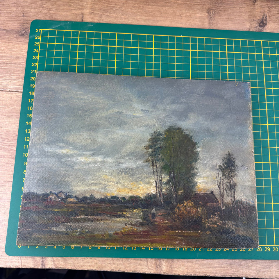 Dutch farm near river - oil painting by Jan Bakker (1879-1944)