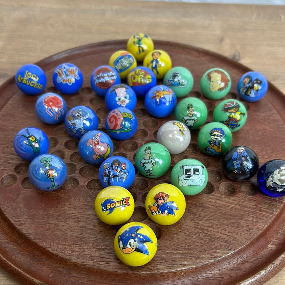 Mixed set of 30 Comic Series Vintage Marbles - 1 inch