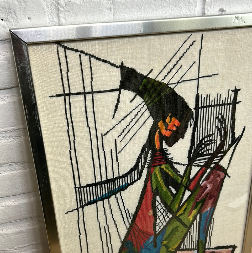 Vintage 60’s Embroidery - Cottonwork - Framed
