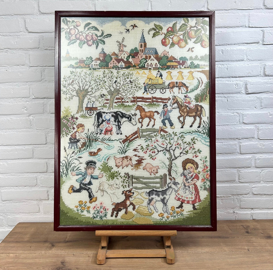 Very Large Embroidery of Holland - Cottonwork - Framed