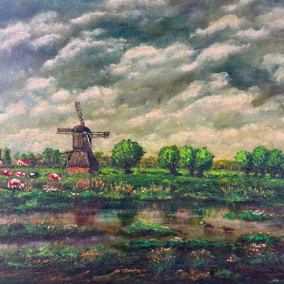 Dutch Windmill landscape scene by Dutch painter Jan Bakker