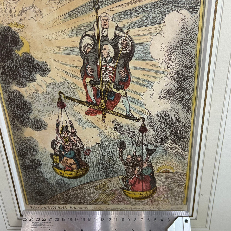 Original Rare handcolored - The Cabinetical Balance -
James Gillray (1757–1815)