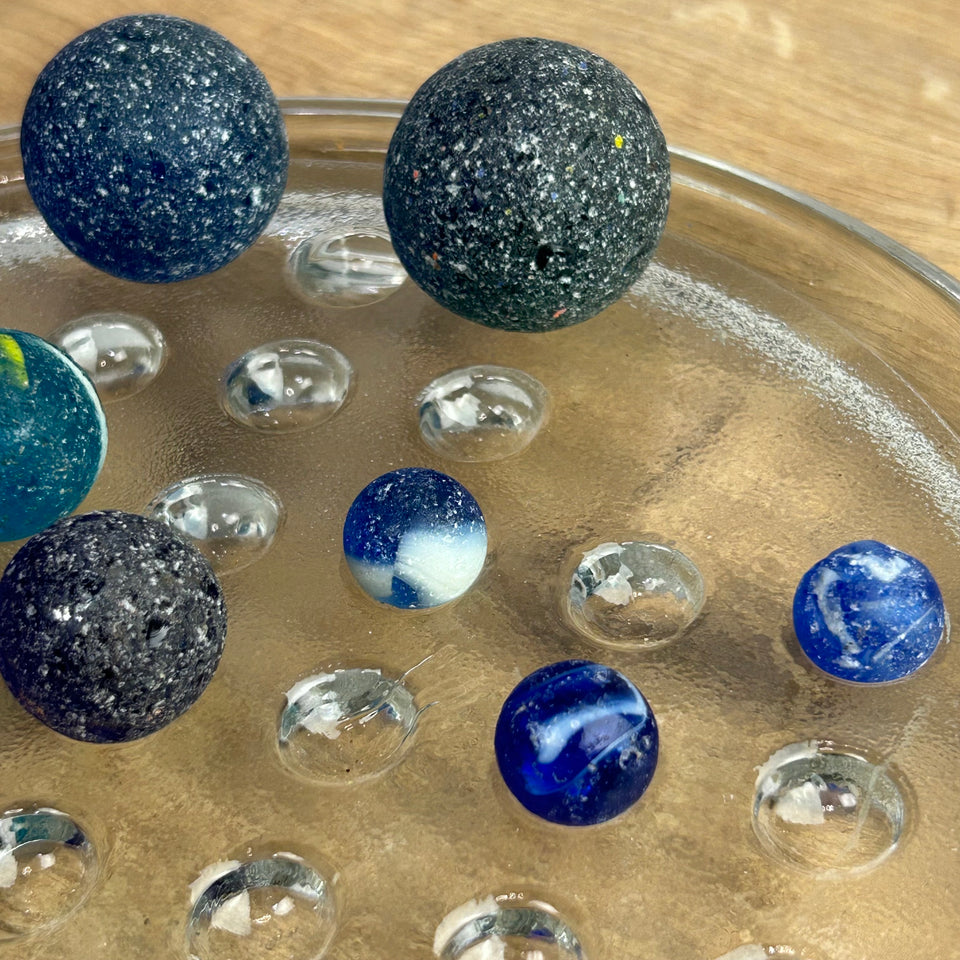 Colored Sea Glass marbles set of 9 transparent marbles
