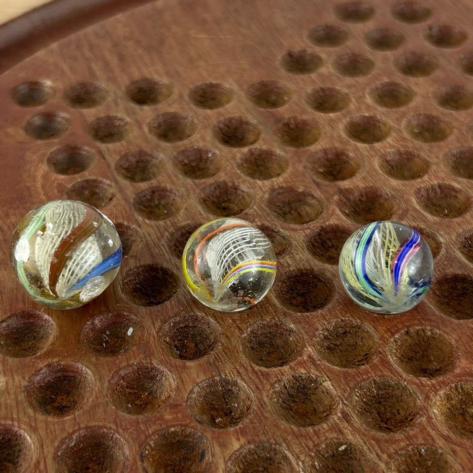 Collection of 5 Antique Latticino Core Swirls marbles - Handmade German glass marble
