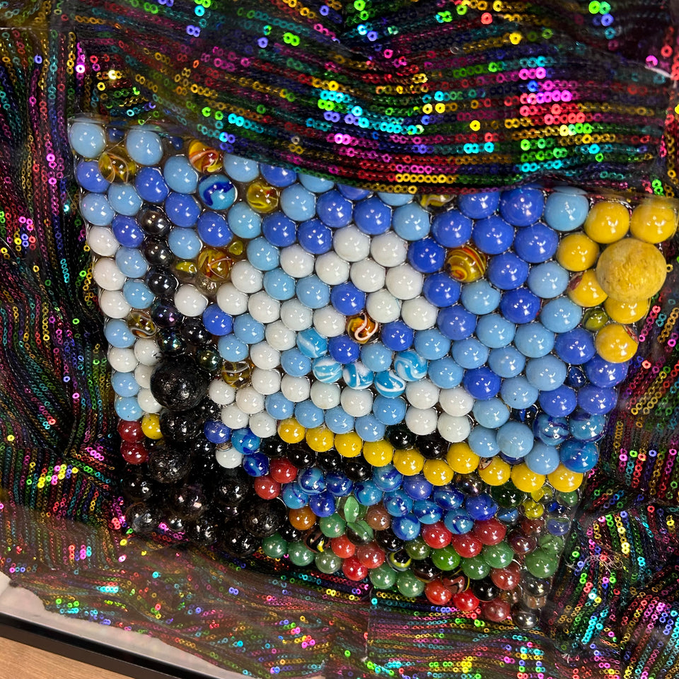 a Starry Night of glitter and marbles - Original artwork
