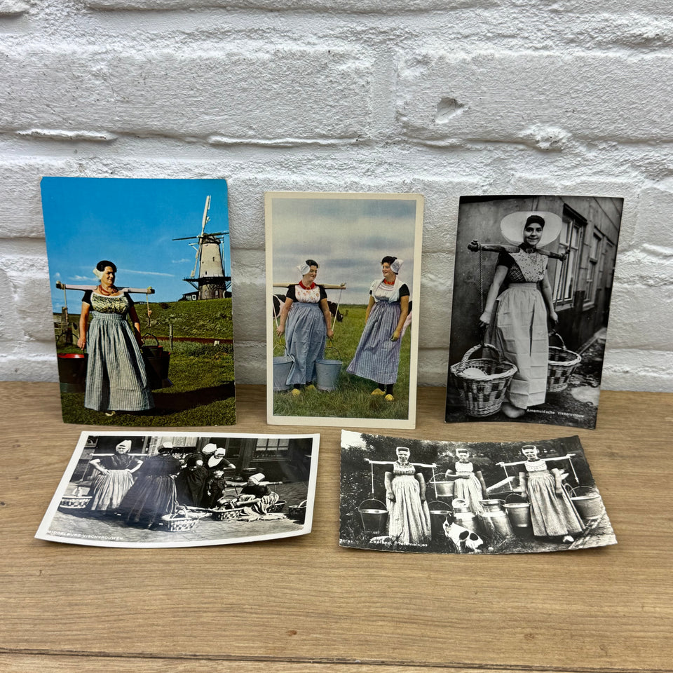Antique Dutch Milkmaid theme postcards collection of Milk maids in Dutch Folklore Costume photo cards – Holland’s Traditional Culture Costumes