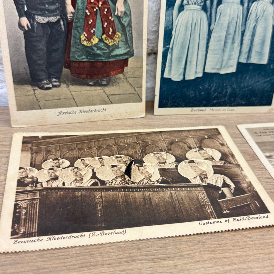 Collection of Antique Black and white Dutch Folklore Costume photocards - High Quality Photo paper a.o. – Holland Traditional Culture Costume Embroideries