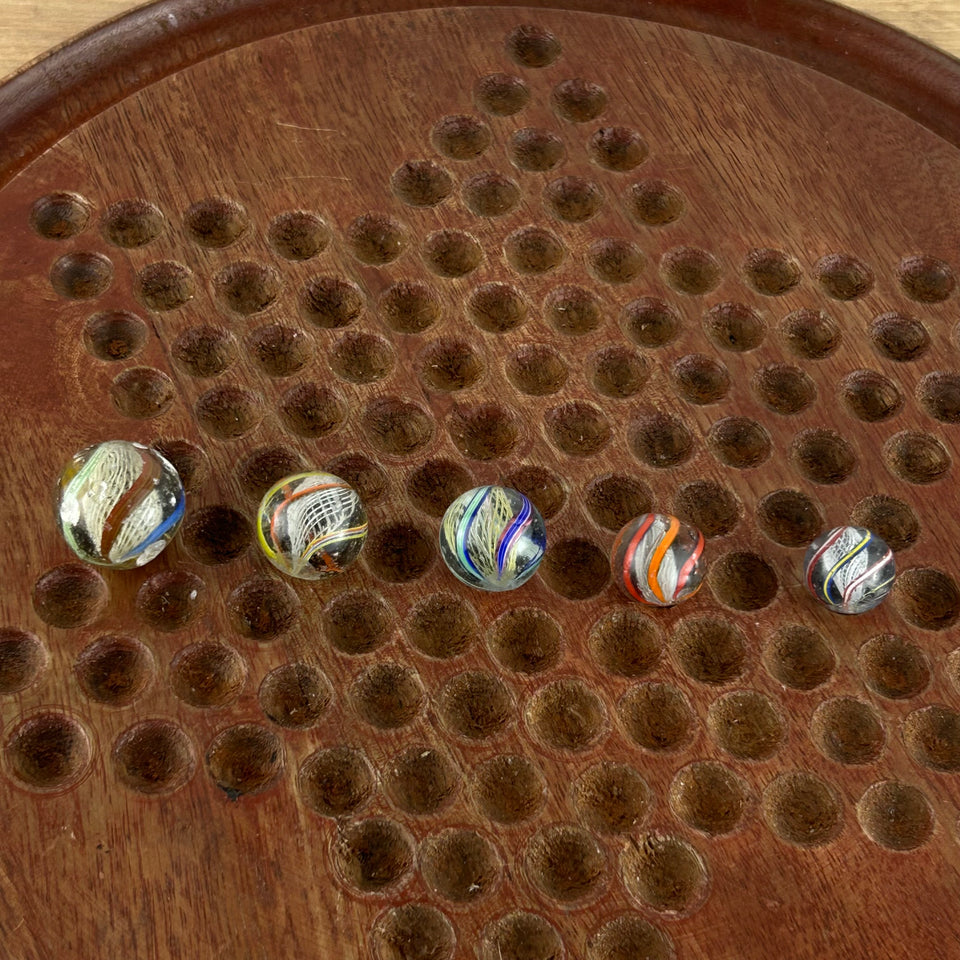 Collection of 5 Antique Latticino Core Swirls marbles - Handmade German glass marble