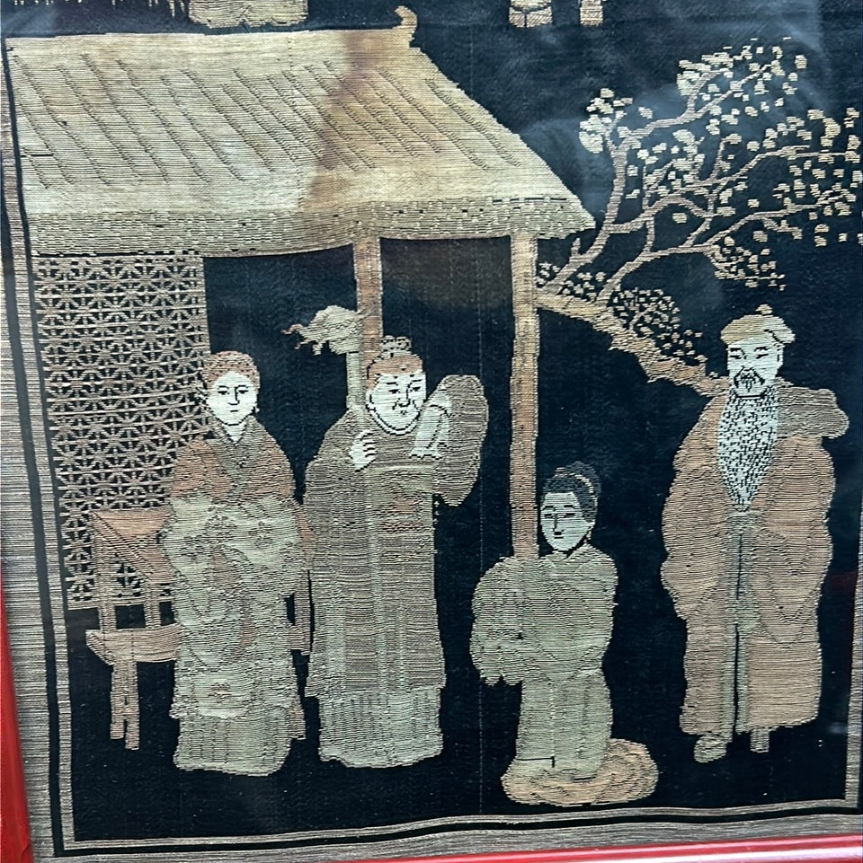 19th century Chinese framed cottonwork