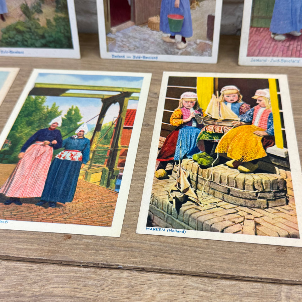 Set of 9 Antique Dutch Historical Costumes - High Quality Print cards – Holland Traditional Costume Embroidery Illustrations