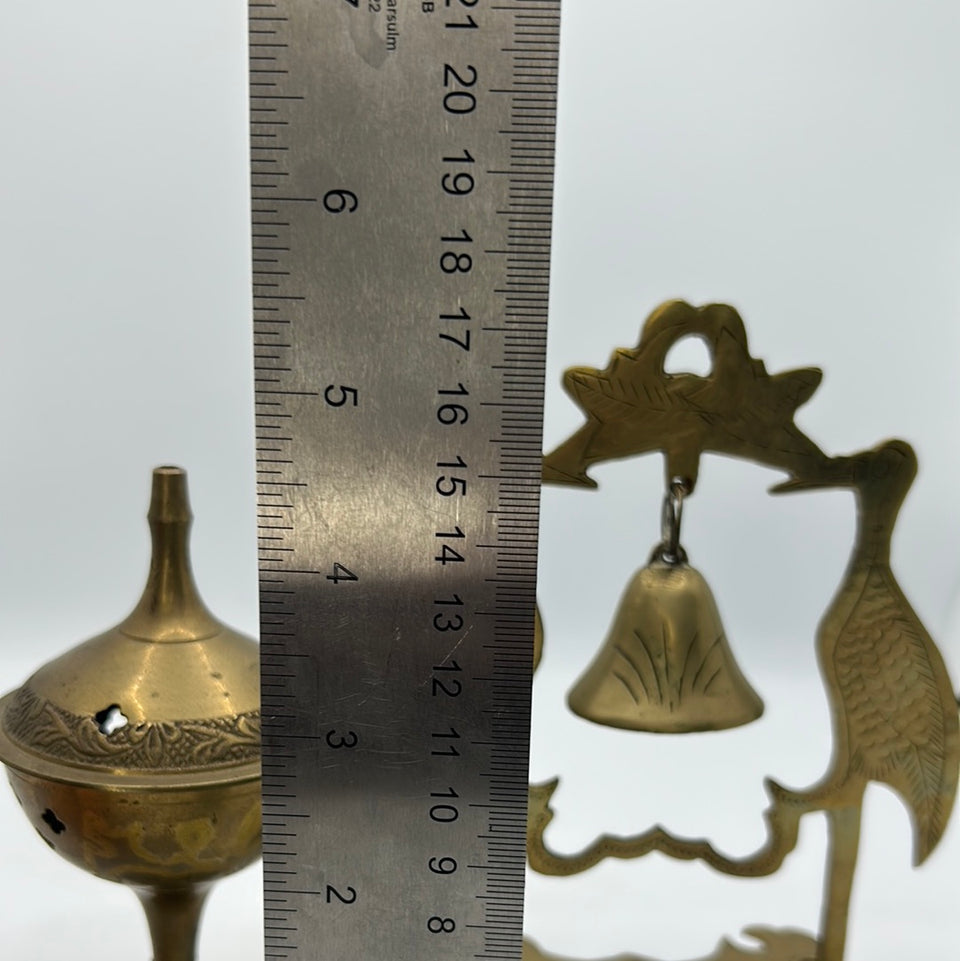 Copper Incense burner and engraved bell