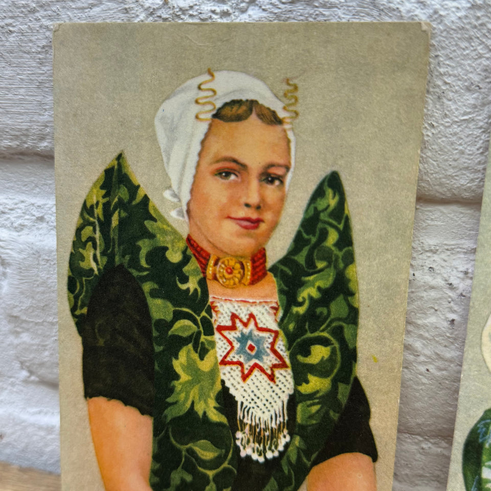 Set of Antique Dutch Folk Dress High Quality Print cards – Holland Traditional Costume Embroidery Illustrations