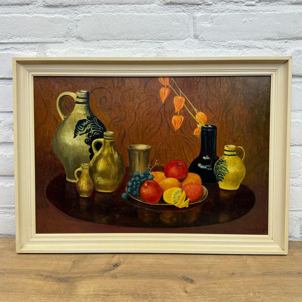 Still life painting Jars and Fruits - Oil painting