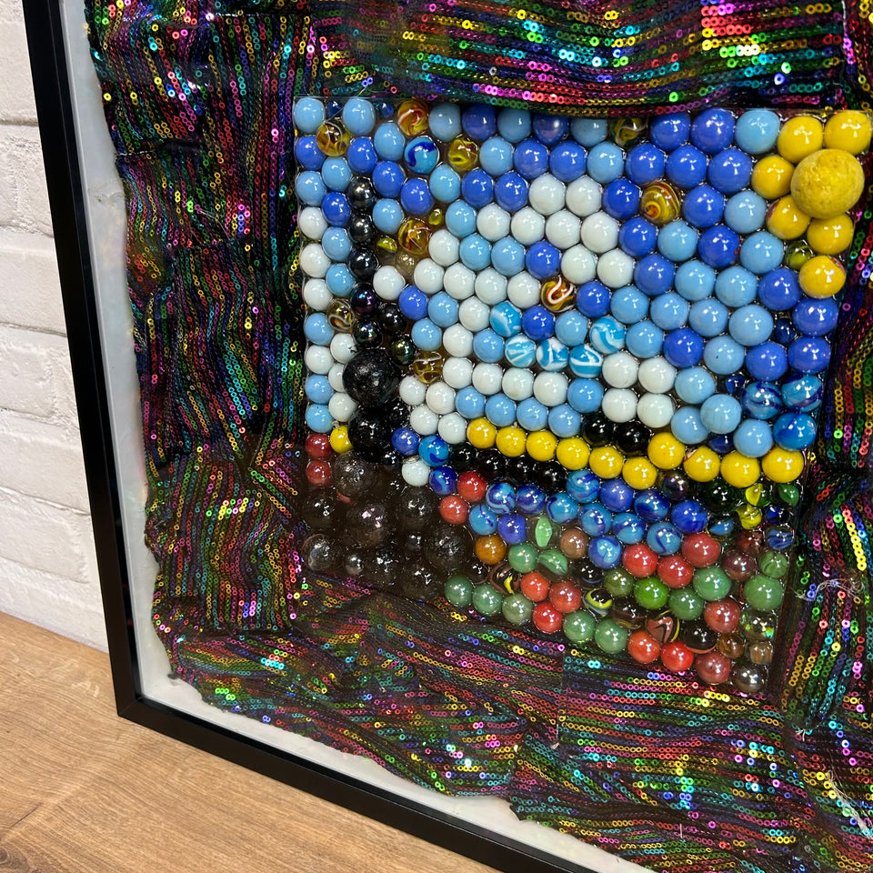 a Starry Night of glitter and marbles - Original artwork