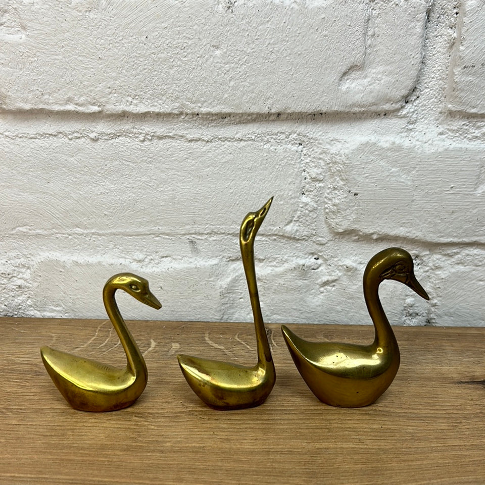 Miniature set of 3 copper swans
