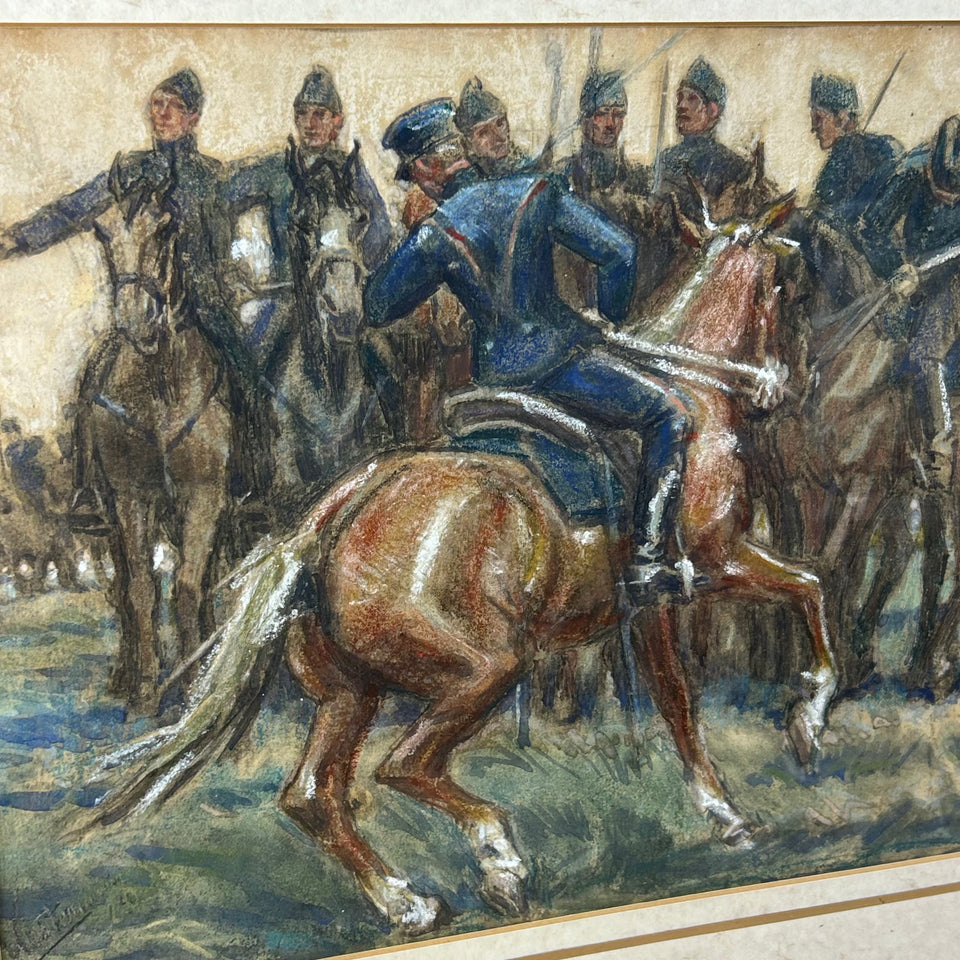 Original cavalry painting of a Napoleon Waterloo Style Cavalry - G. Westermann