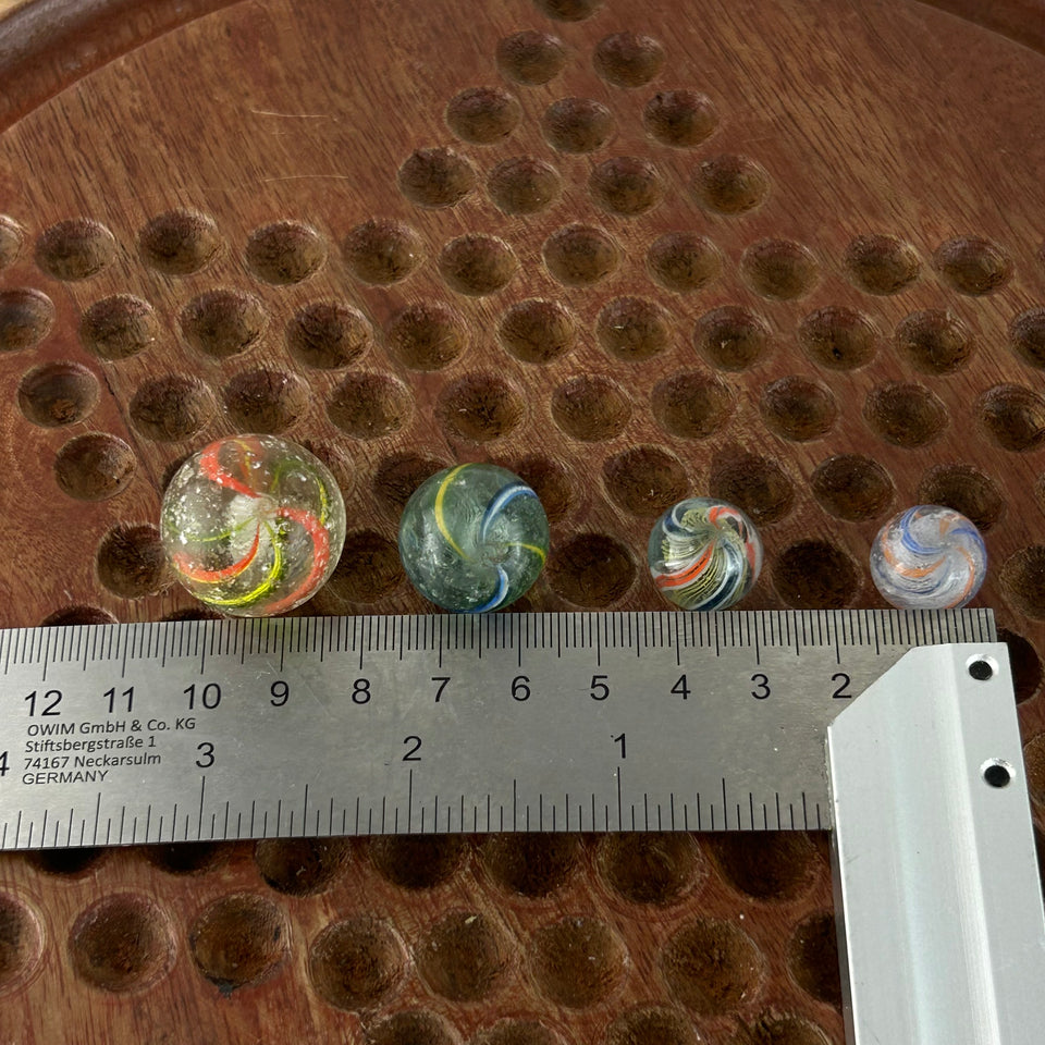 Collection of 4 Antique Latticino Core Swirls marbles - Handmade German glass marbles