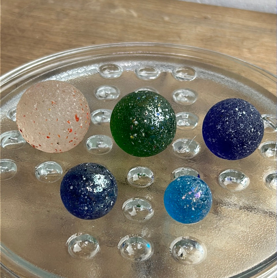 Colored Sea Glass marbles set of 5 transparent marbles