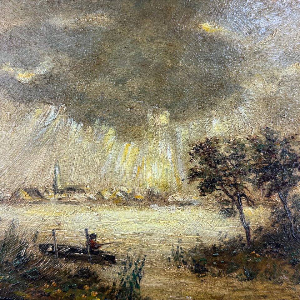 Landscape Dutch clouds - Oil painting by Jan Bakker